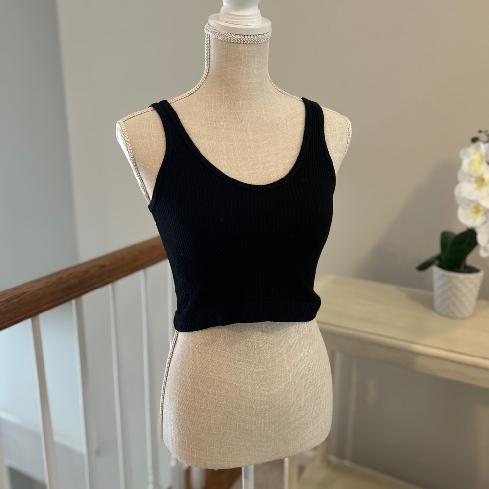 Urban Outfitters Black Ribbed Crop Top